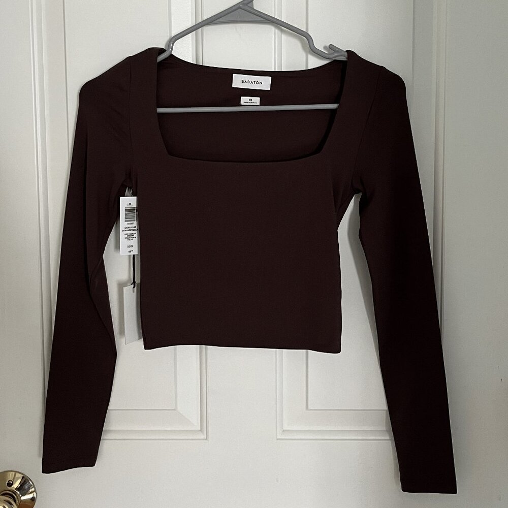 Aritzia Rich Mocha Brown Contour Squareneck Longsleeve